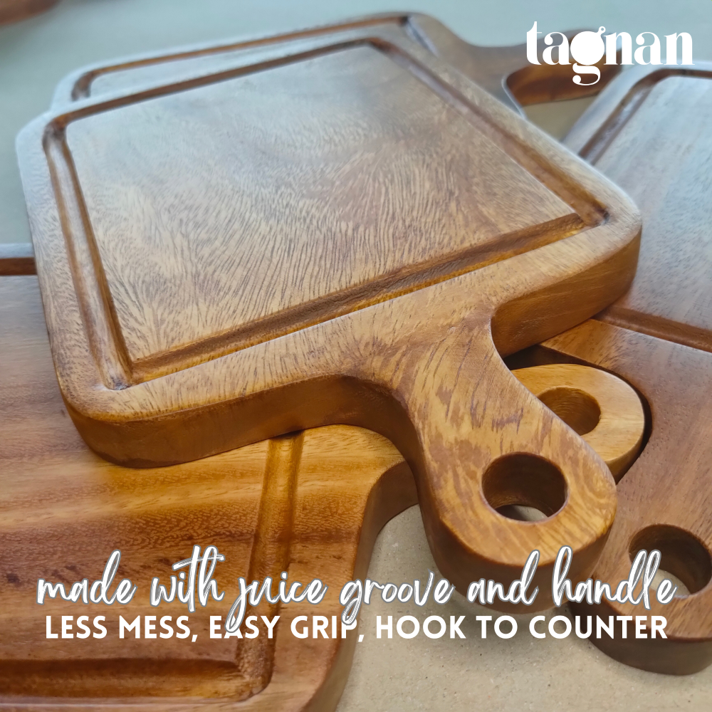 Paddle Chopping Board with groove 1x8x12.50 inches made from acacia wood
