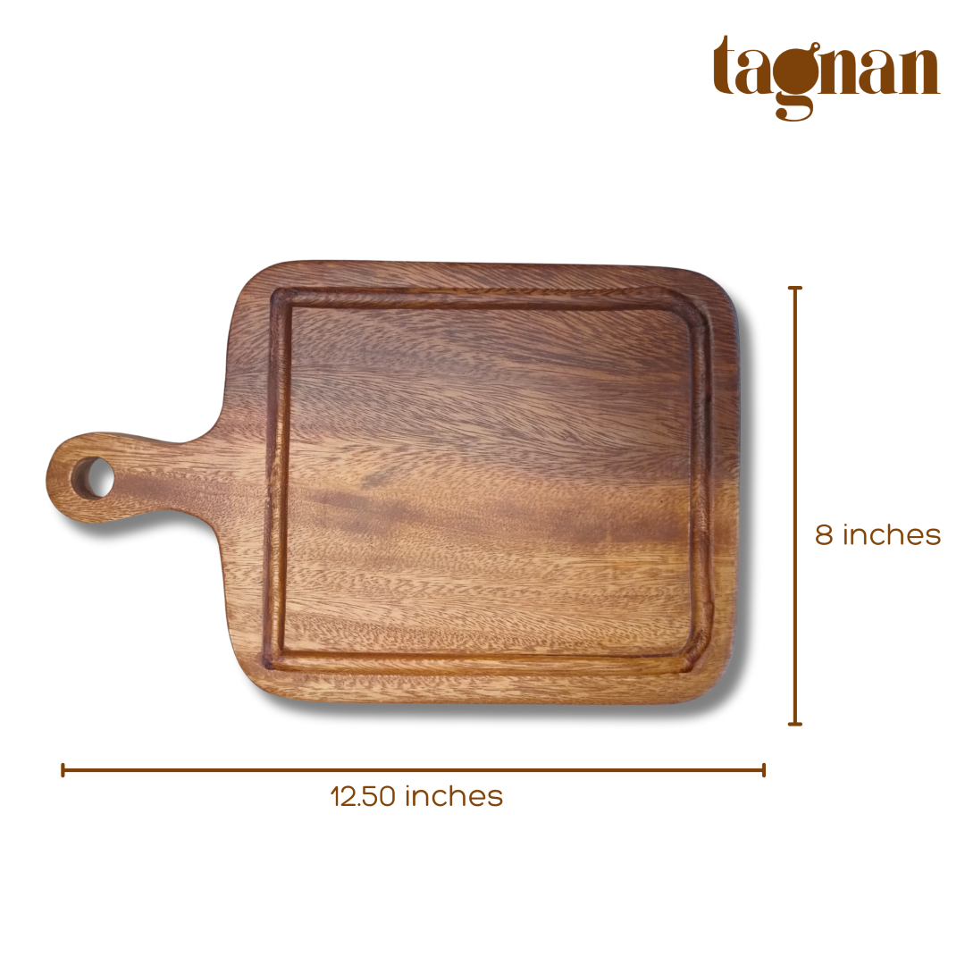 Paddle Chopping Board with groove 1x8x12.50 inches made from acacia wood