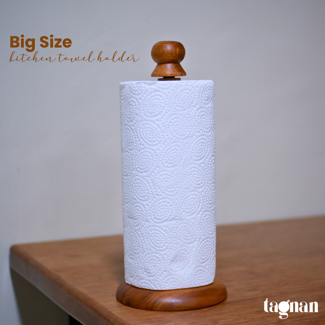 Wooden Kitchen Paper Towel Holder - Tissue Roll Organizer made from acacia