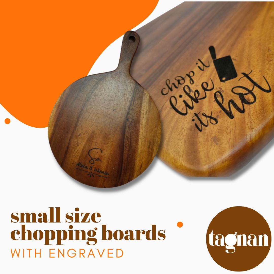 Small boards with Personalized Engraving made from Acacia Wood