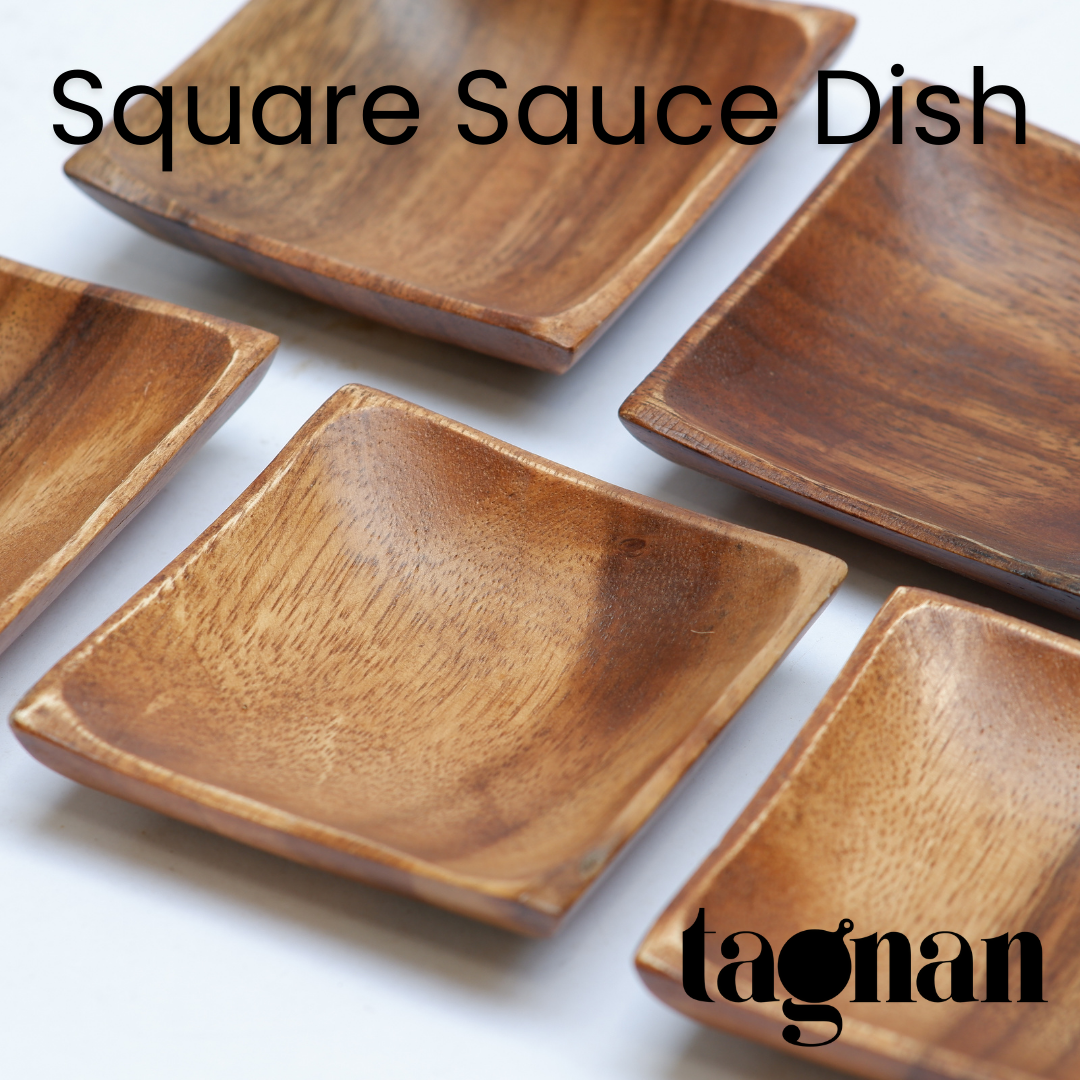 Square Sauce Dish made from Acacia