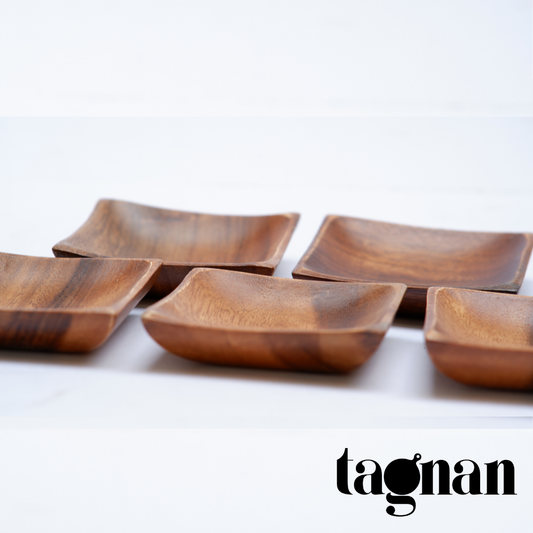 Square Sauce Dish made from Acacia