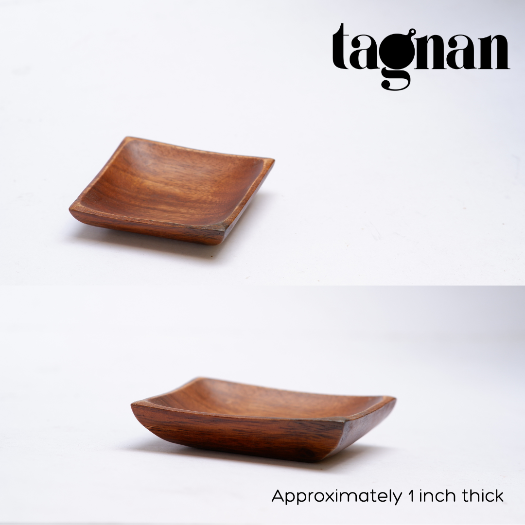 Square Sauce Dish made from Acacia