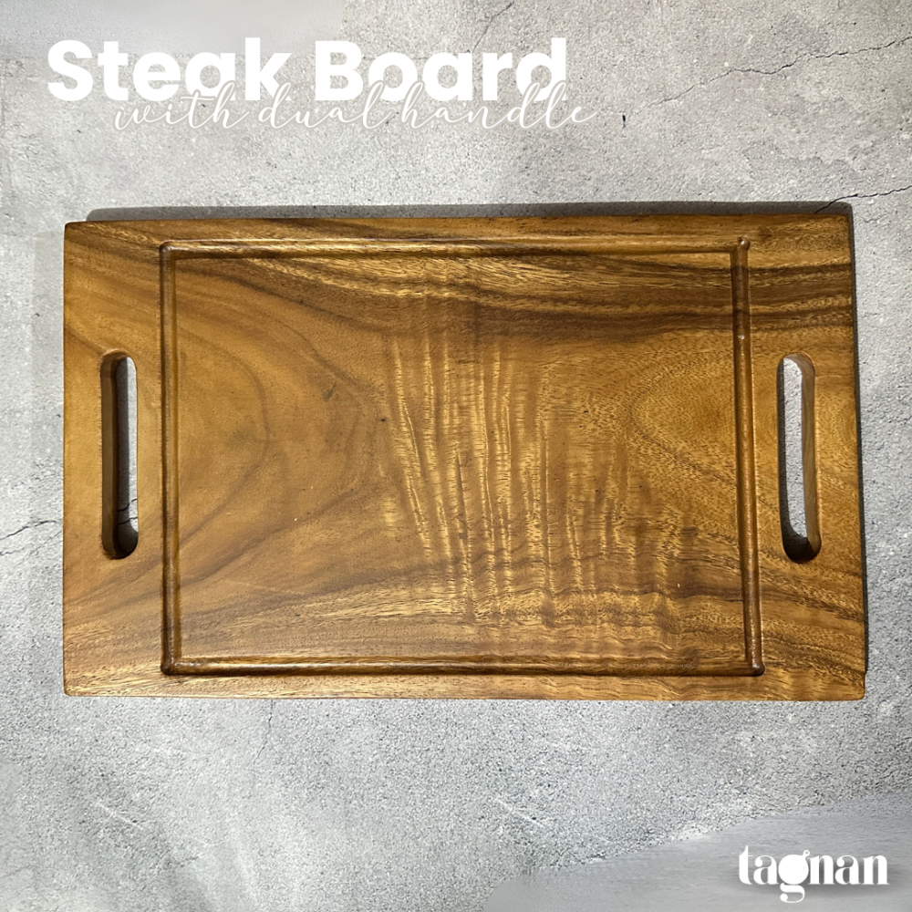 Wooden Steak Board with dual handles