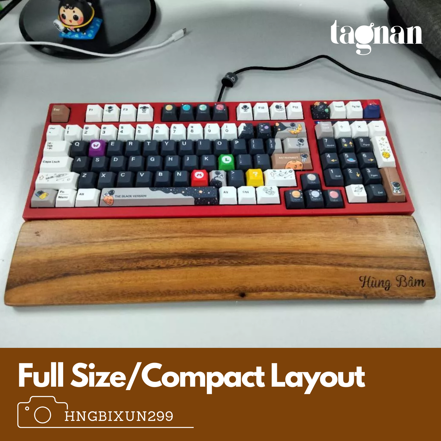 Wooden Keyboard Wrist Rest made from Acacia Wood