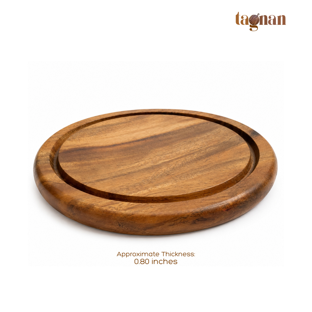 Round Acacia Steak Board - Chopping Board with Groove