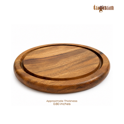 Round Acacia Steak Board - Chopping Board with Groove