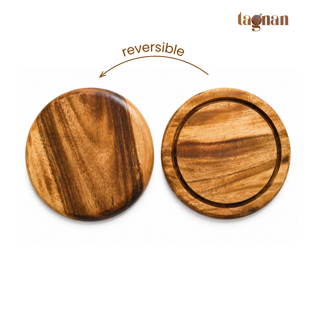 Round Acacia Steak Board - Chopping Board with Groove