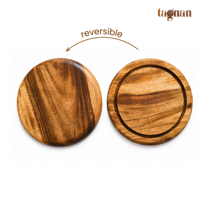 Round Acacia Steak Board - Chopping Board with Groove