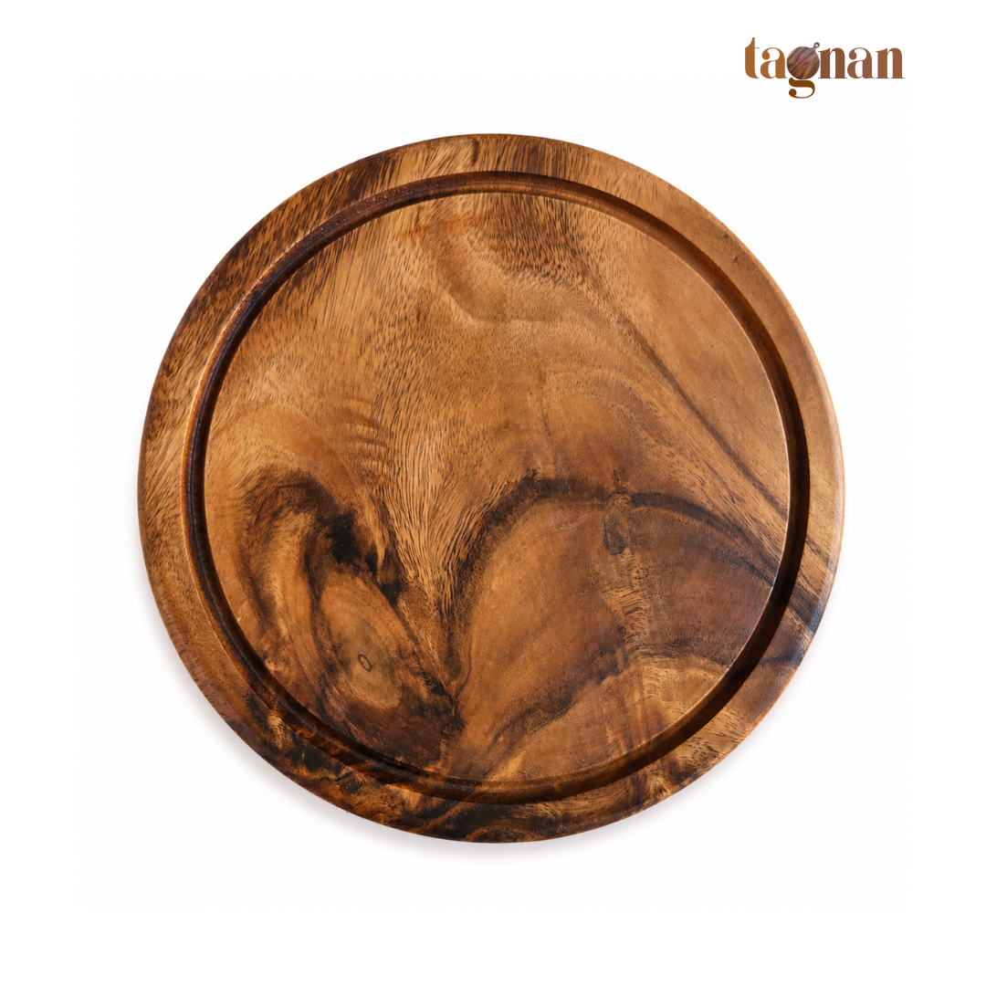 Round Acacia Steak Board - Chopping Board with Groove