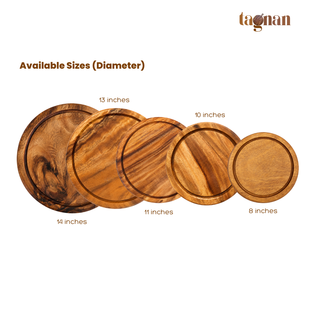 Round Acacia Steak Board - Chopping Board with Groove