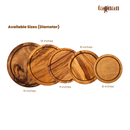 Round Acacia Steak Board - Chopping Board with Groove