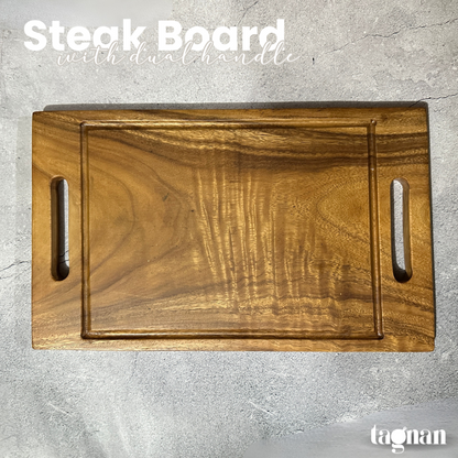 Wooden Steak Board with dual handles